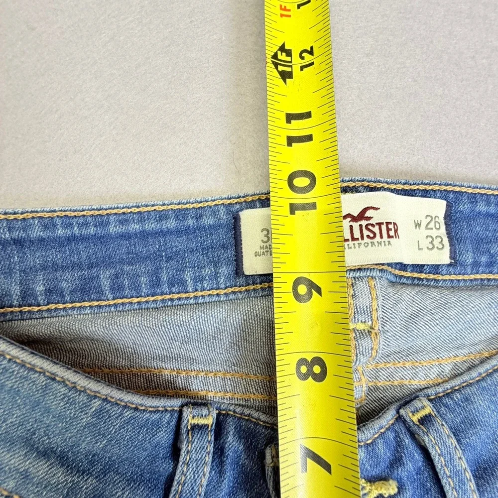 Hollister Bootcut Jeans Womens 3R 26x33 Tall Blue Distressed Low Rise Denim